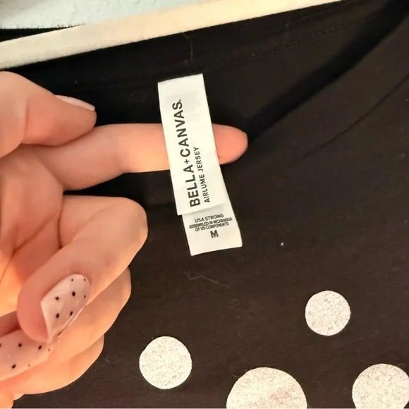 Bella Canvas Black Tee with White Polka Dot Graphic - Picture 4 of 6